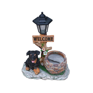 English Elm Labrador Solar Garden Statue with Led Glow and Built-in Succulent Planter Basin W5398P464239