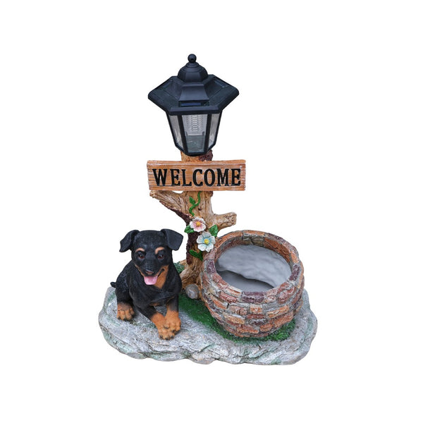 English Elm Labrador Solar Garden Statue with Led Glow and Built-in Succulent Planter Basin W5398P464239