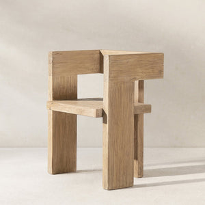 English Elm Avenel Reclaimed Elm Sculptural Accent Chair Wabi-sabi Solid Wood Architectural Statement Natural B2719P474445