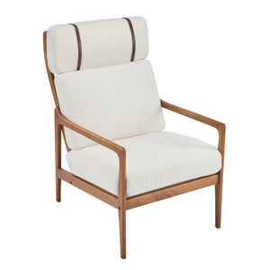 English Elm Christopher Knight Home® - Mid Century Modern Accent Armchair – Ergonomic High Back Lounge Chair With Beige Boucle Cushion Comfort N767P298391I