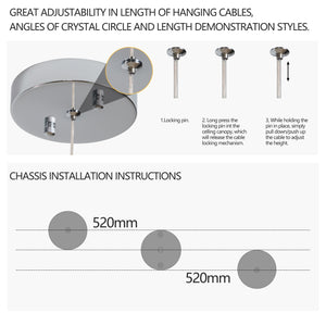 English Elm 36-inch Modern Wave LED Crystal Chandelier, Chrome Stainless Steel, 3360LM 32W, Adjustable Height & Temp W1340P222516