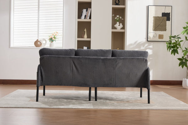 English Elm United We Win Corduroy Loveseat Plush Ergonomic Sofa with Spring Support Metal Legs Carbon Gray W1568P410050