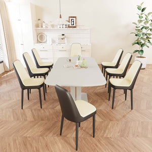 English Elm 62.99-78.74" Expandable Dining Table Set For 2-8 With 8 Stylish Pu Chairs, Easy Assembly & Comfort W2189S00723