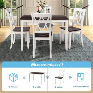 English Elm Topmax Five Piece X-back Dining Set with Solid Wood Legs and Acacia Veneer Top N717S000088K