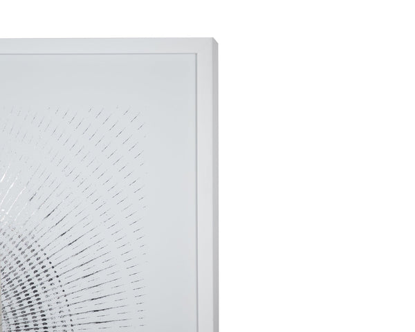 Sunpan GALAXY 48" x 48" Luxe Art Piece - Handcrafted Silver Leaf & Glossy White Frame for Modern Elegance A0258