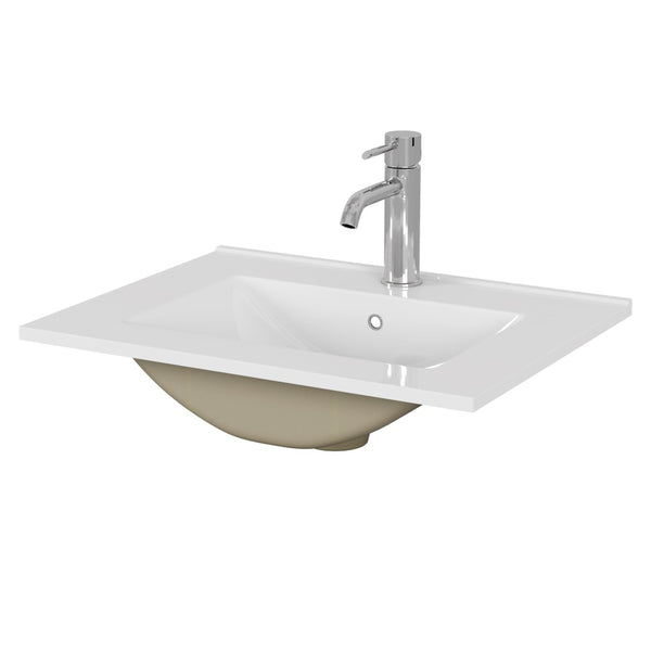 English Elm 24-inch Ceramic Undermount Bathroom Sink Gloss White Glaze with Pre-drilled Faucet Opening W3151P264908