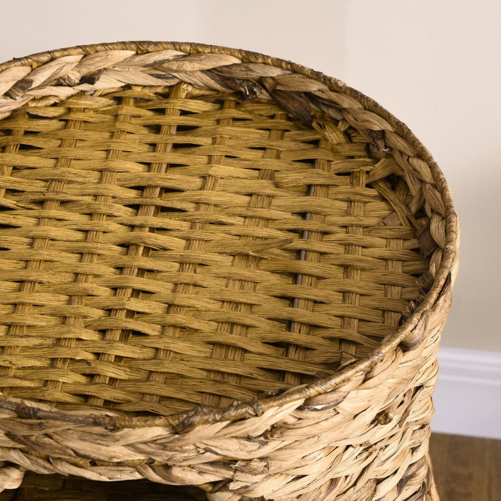 English Elm Pawhut Hand-woven Water Hyacinth Cat Tower Four-story Hideaway Caves Plush Beds W2225P217052
