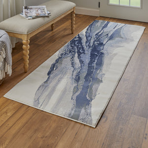 Feizy Rugs Clio Abstract Watercolor Area Rug - Luxurious Machine-made Design With High-low Pile Texture Blue,Gray,Ivory Polypropylene Clo39k2fblubgei1g