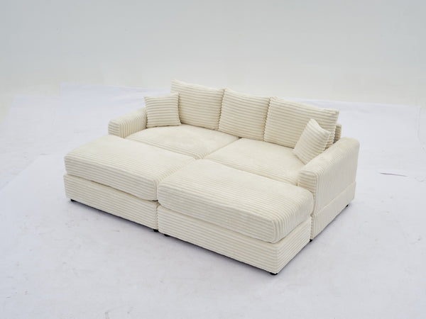 English Elm Modern Sectional Couch - Cozy 2-Piece Corduroy Slipcovers With Throw Pillows For Stylish Living Spaces W2915S00030