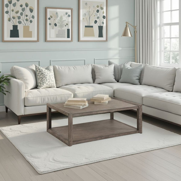 English Elm Avana Rectangular Coffee Table Acacia Veneer Open Shelf Living Room Ready to Use B108P468531