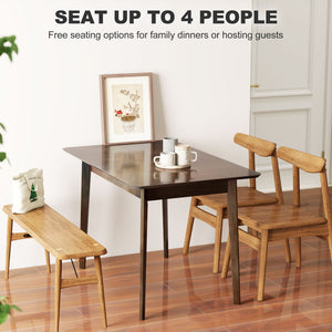 English Elm Mid-century Nordic Rubberwood Dining Table Seats Four with Dark Mahogany Finish T3971P428287