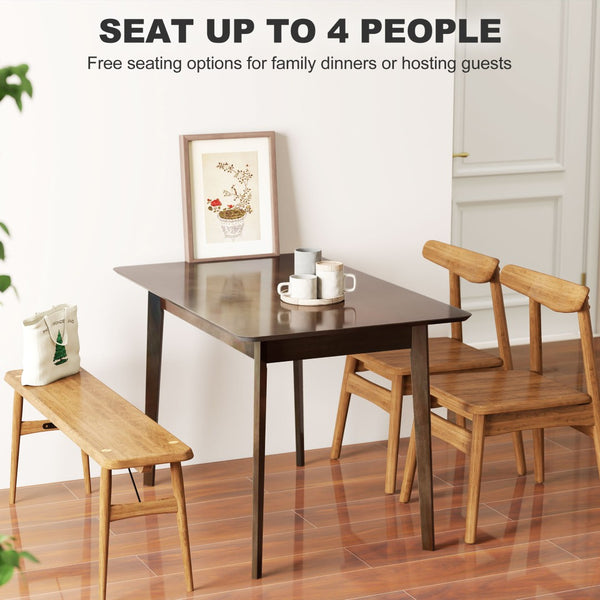 English Elm Mid-century Nordic Rubberwood Dining Table Seats Four with Dark Mahogany Finish T3971P428287