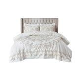 Madison Park Violette Global Inspired 3 Piece Tufted Cotton Chenille  Coverlet Set MP13-7145 Ivory/Taupe