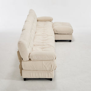 English Elm Modular Cloud Sofa Deep Seat Flannelette Sectional with Round Armrests for Living Room Beige W2120S00049
