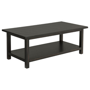 English Elm Castleton Farmhouse Pine Living Room Table Set with Shelves and Drawer Storage B062S01642
