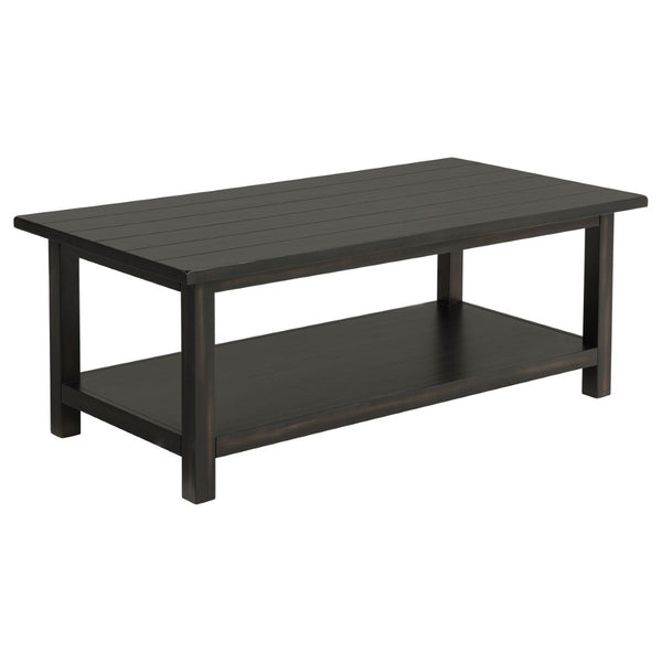 English Elm Castleton Farmhouse Pine Living Room Table Set with Shelves and Drawer Storage B062S01642