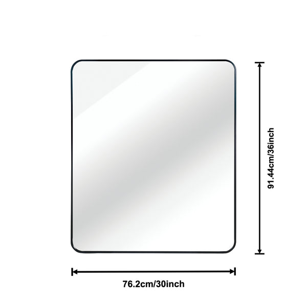 English Elm Black 30x36 Rectangular Bathroom Wall Mirror — 4mm HD Shatterproof Glass, Anti-Rust Aluminum Frame W2203P310395