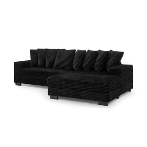 English Elm Corduroy Tufted L-Shaped Sleeper Sectional Sofa - Versatile Modular Design For Modern Living Spaces W487S00343