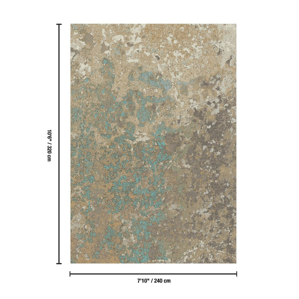 English Elm Artistic Turquoise Patterned Area Rug Machine Made for Living and Dining Rooms B186P428940