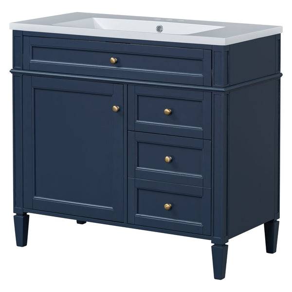English Elm 36'' Modern Bathroom Vanity With Storage, Elegant Single Sink Design, 2 Drawers & Tip-Out Drawer N710S136004C
