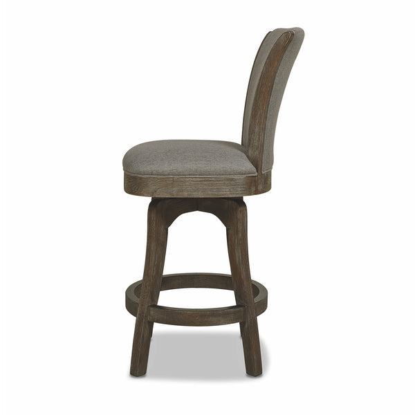 English Elm Jennifer Taylor Home - Henry 27" Armless Swivel Counter Height Bar Stool Heathered Linen Upholstered High Back Support Gray B2719P238374