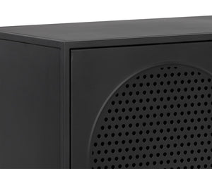 Sunpan Aziza Timeless Sideboard - Handcrafted Black Metal Frame with Brass Handles & Unique Arched Design