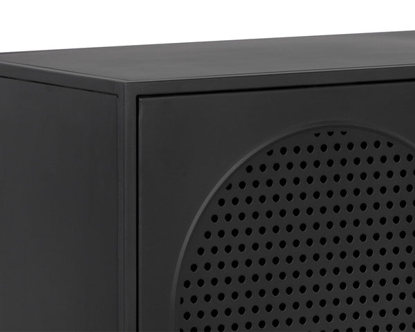 Sunpan Aziza Timeless Sideboard - Handcrafted Black Metal Frame with Brass Handles & Unique Arched Design