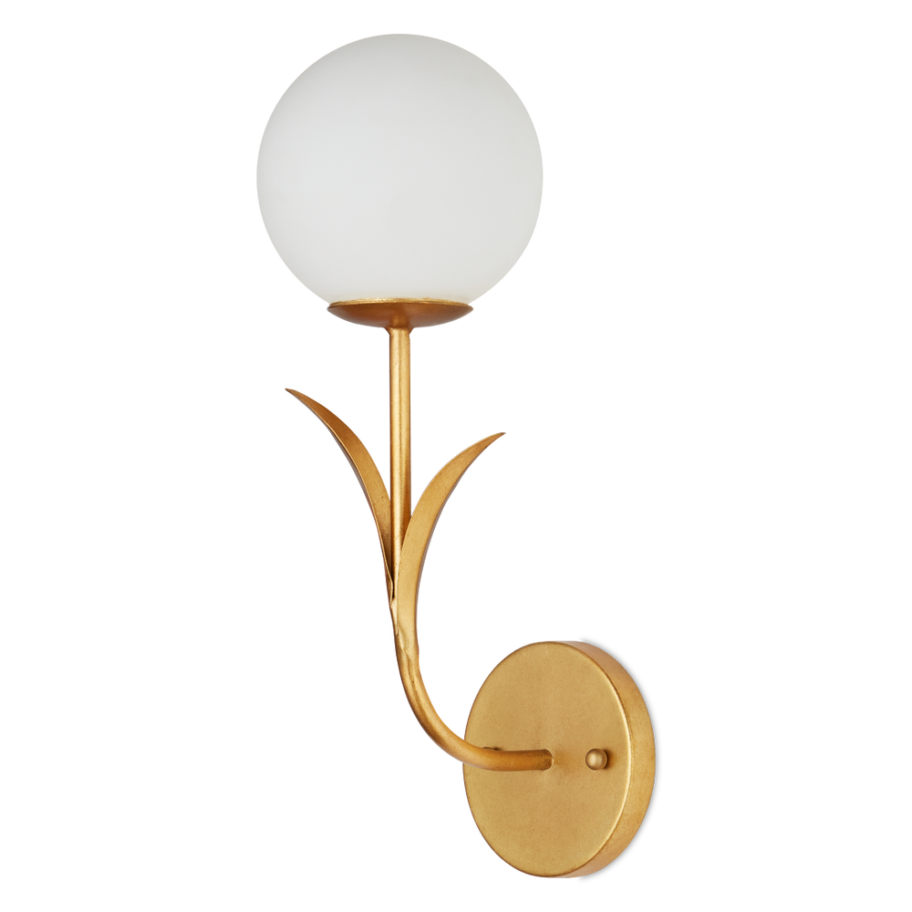 Rossville Contemporary Gold Wall Sconce with Globe Bulb & Nature-Inspired Design for Modern Homes