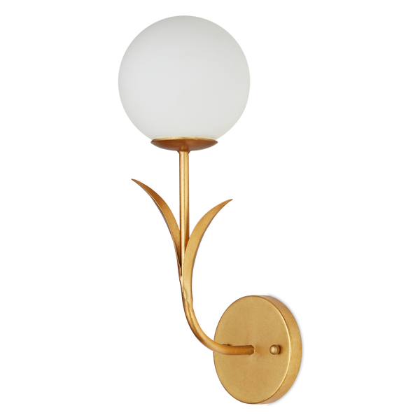 Rossville Contemporary Gold Wall Sconce with Globe Bulb & Nature-Inspired Design for Modern Homes