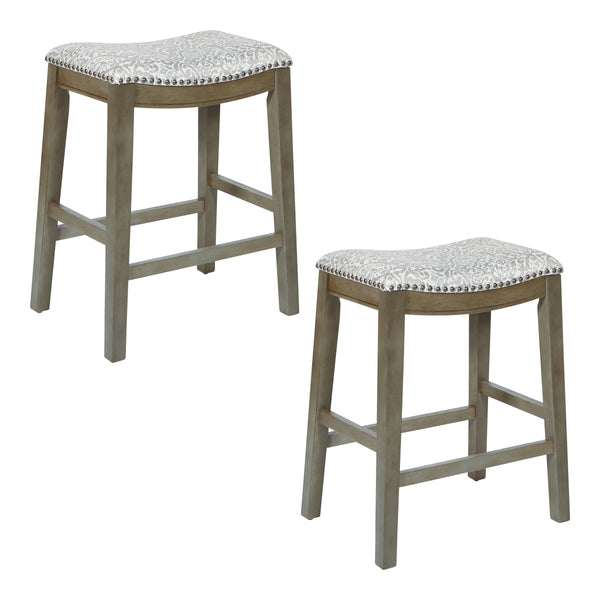 OSP Home Furnishings 24" Saddle Stool - Set of 2 Grey