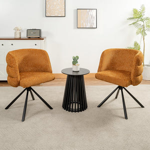 English Elm 270° Swivel Mid-Century Modern Upholstered Desk Chairs Set of 2 with Thick Cushion & Metal Base Orange W757P281147