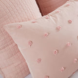 Urban Habitat Brooklyn Shabby Chic Cotton Jacquard Duvet Cover Set with Euro Shams and Throw Pillows UH12-0208 Pink