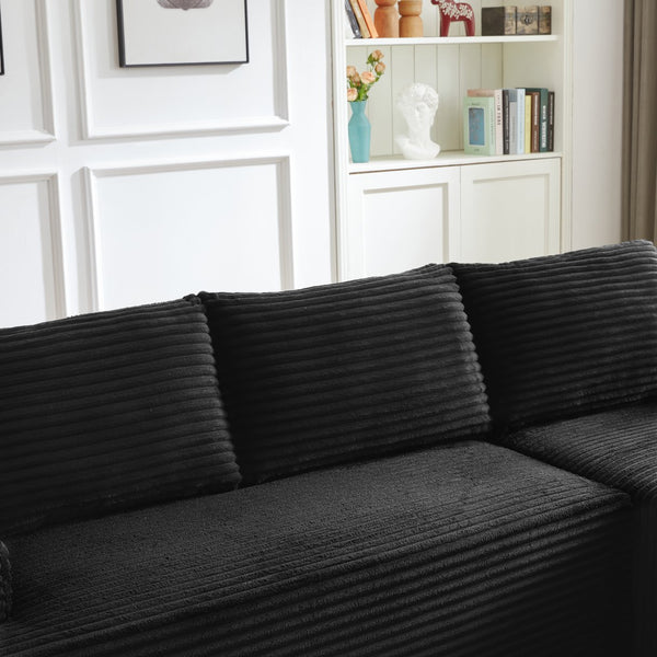 English Elm L-Shaped Cloud Sectional Sofa - Deep Seat Modular Design, No Assembly, Stylish Corduroy Sleeper Couch W2339P409434