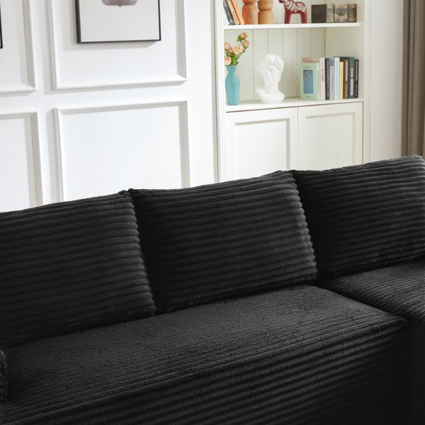 English Elm L-shaped Corduroy Modular Sectional Deep Seat Cloud Sofa for Living Room or Apartment W2339P424637