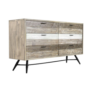 English Elm Bridges Solid Acacia Six Drawer Dresser Warm Two Tone Grain for Modern Interiors B2736P464855