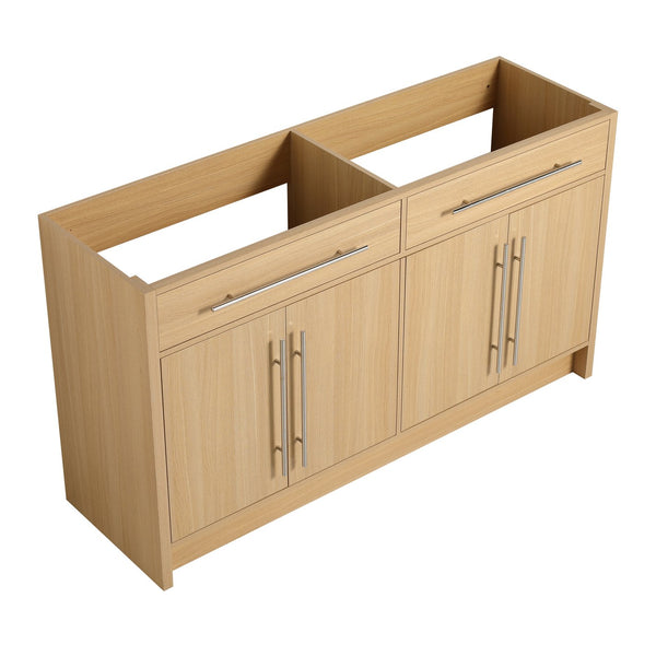 English Elm 60" Freestanding Bathroom Vanity 4-Soft Close Doors Original Oak Plywood KD-Pack Ready DIY Cabinet W1972P348988