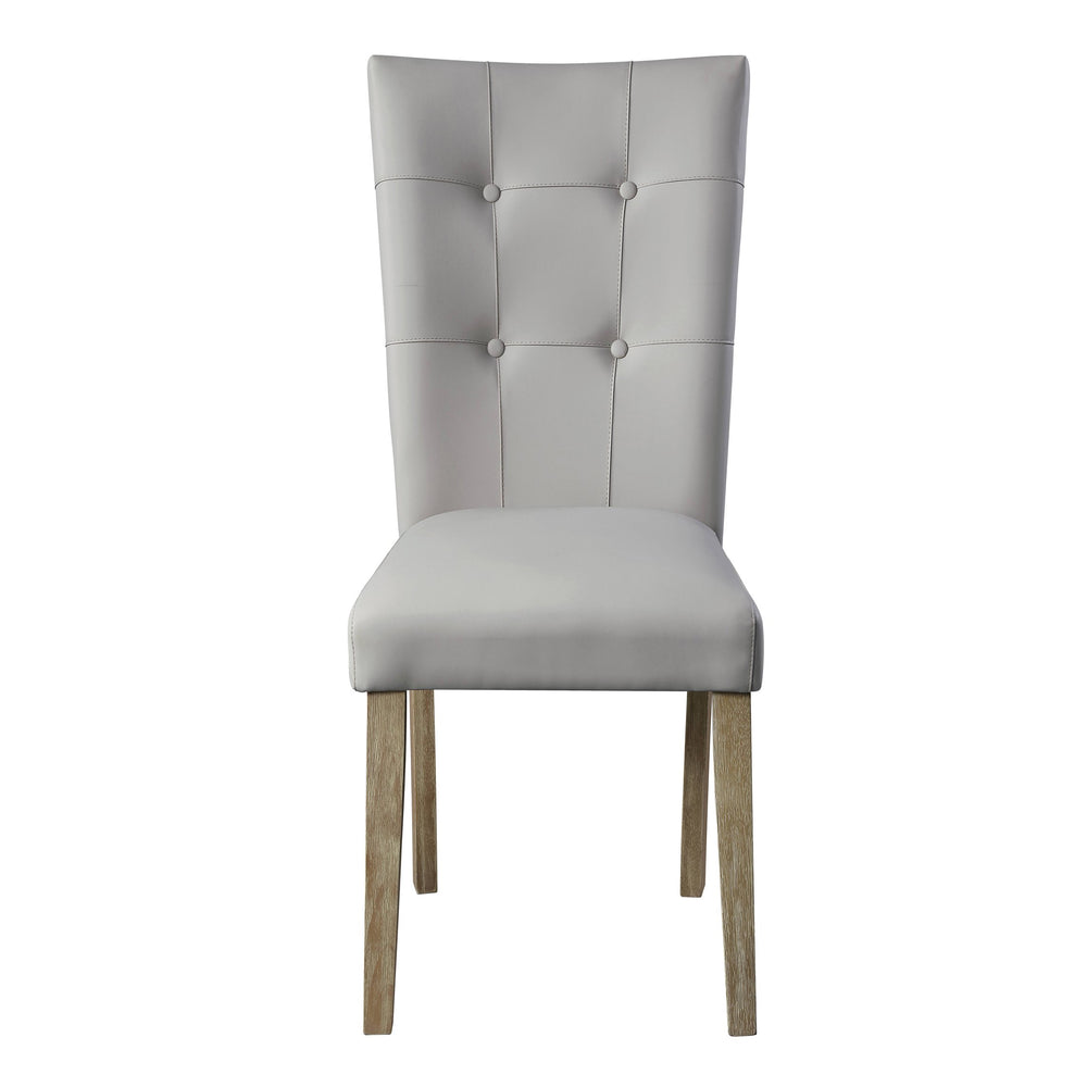 English Elm Grey Tufted Side Chairs Set Of 2 - Elegant Faux Leather, Durable Oak Frame, Modern Comfort & Style B062P182762