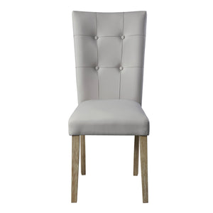 English Elm Grey Tufted Side Chairs Set Of 2 - Elegant Faux Leather, Durable Oak Frame, Modern Comfort & Style B062P182762