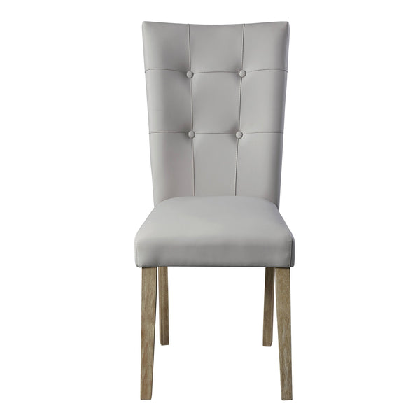 English Elm Grey Tufted Side Chairs Set Of 2 - Elegant Faux Leather, Durable Oak Frame, Modern Comfort & Style B062P182762