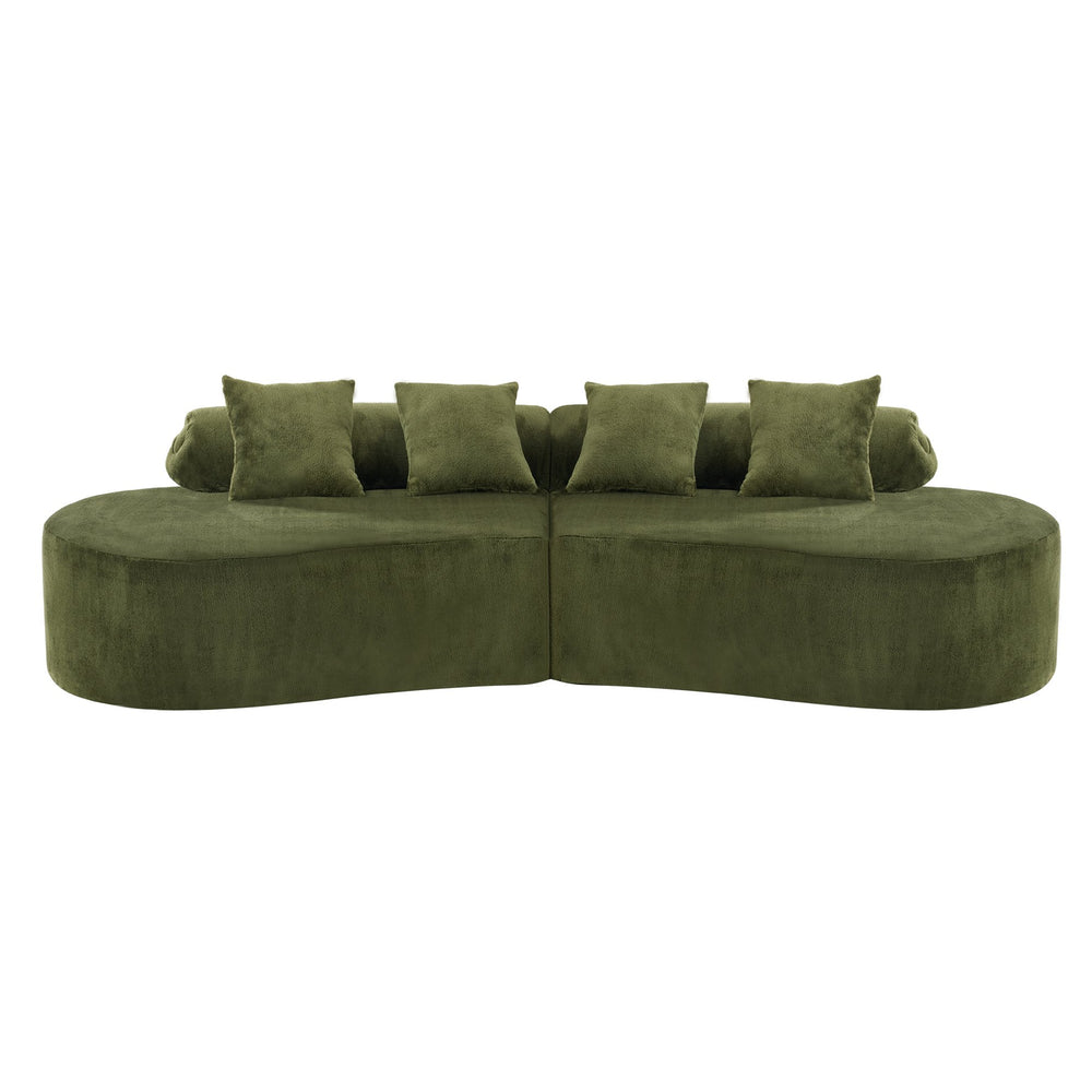 English Elm Modern curved modular sofa with dark plush upholstery, ergonomic design, versatile multi-seat lounge solution for contemporary living rooms Green W3612S00009