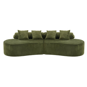 English Elm Modern curved modular sofa with dark plush upholstery, ergonomic design, versatile multi-seat lounge solution for contemporary living rooms Green W3612S00009