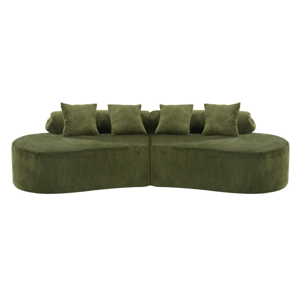 English Elm Modern curved modular sofa with dark plush upholstery, ergonomic design, versatile multi-seat lounge solution for contemporary living rooms Green W3612S00009