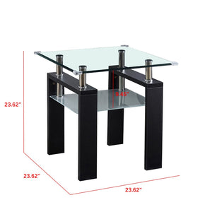 English Elm Clear Tempered Glass Square End Table Chrome Frame Frosted Shelf Modern Living Room W1311P144550
