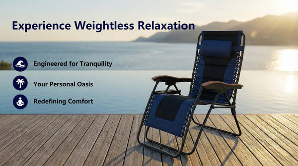 English Elm Oversized Zero Gravity Patio Recliner Breathable Mesh Seat Wood Arms 400 Lb Capacity W5159P431467