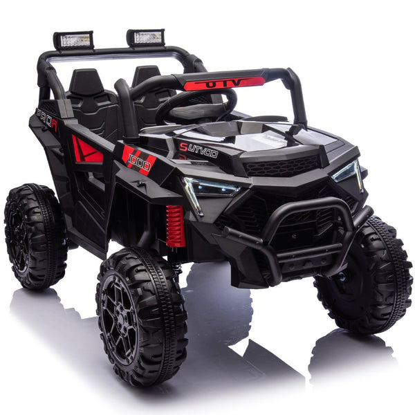 English Elm 24v 400w Kids Electric Utv Ride on with Remote Bluetooth Led Suspension Cockpit Black W1578P284295