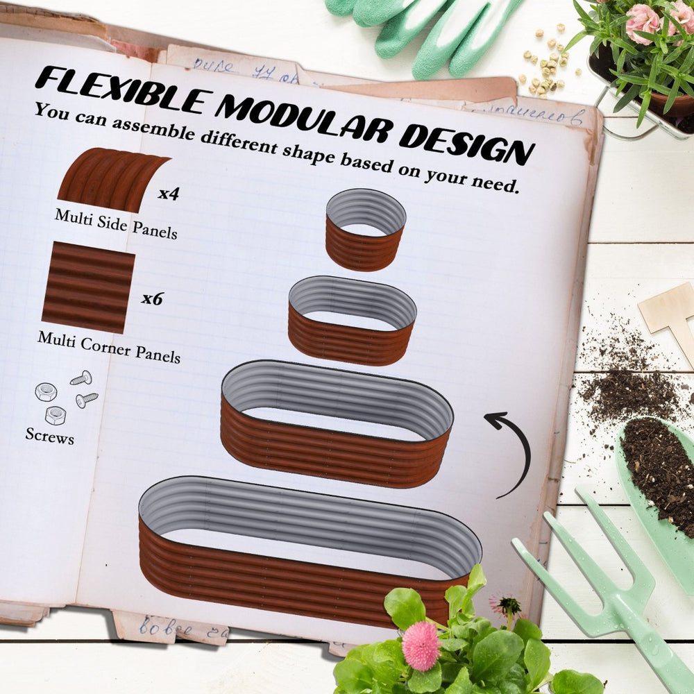 English Elm Outsunny 6.5' Galvanized Raised Garden Bed Kit - Durable Elevated Planter For Flowers, Herbs & Veggies W2225P174422-GIGA