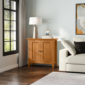 English Elm Amherst Solid Pine Storage Cabinet French Finish Transitional Style for Entryway or Living Room Brown B136P436056