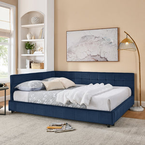 English Elm Queen Upholstered Tufted Sofa Bed Frame – Elegant Velvet Design For Bedroom & Living Room Comfort W487S00284-GIGA