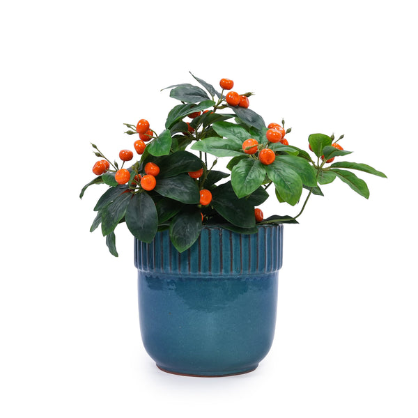 English Elm 3 Pieces Ceramic Flowerpot Set – Handcrafted Antique Blue Planters For Garden, Patio & Home Décor W3273P321474