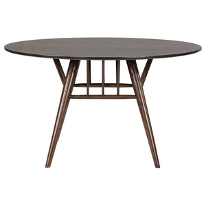 English Elm Shirley Round Walnut Veneer Dining Set with Spindle Back Chairs for Modern Spaces B062S01492